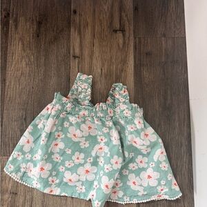Joie Mint Green Floral Baby dress with Coral Accents